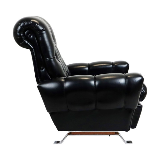 Fauteuil Chesterfield noir en skaï