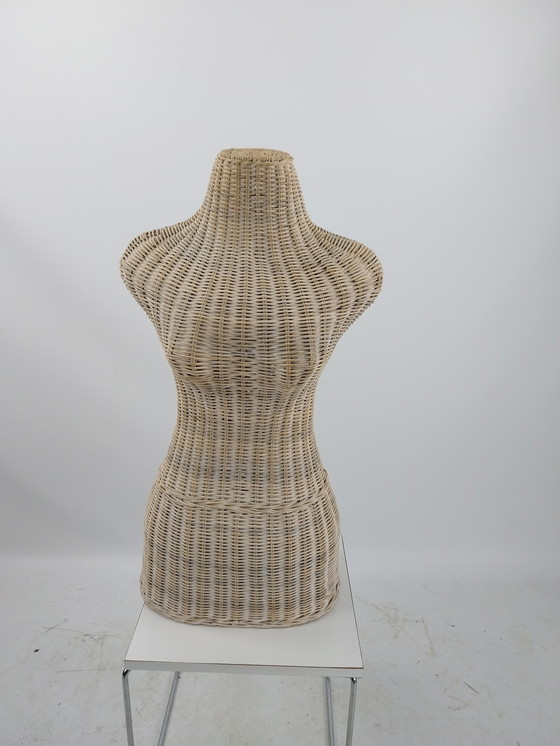 Image 1 of 1 x rattan bust mannequin white 1980s