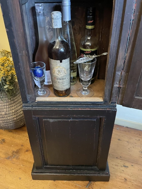 Image 1 of 19th Century Narrow Cupboard Beverage Cabinet Secrets Glass Cupboard