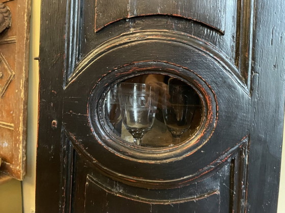 Image 1 of 19th Century Narrow Cupboard Beverage Cabinet Secrets Glass Cupboard