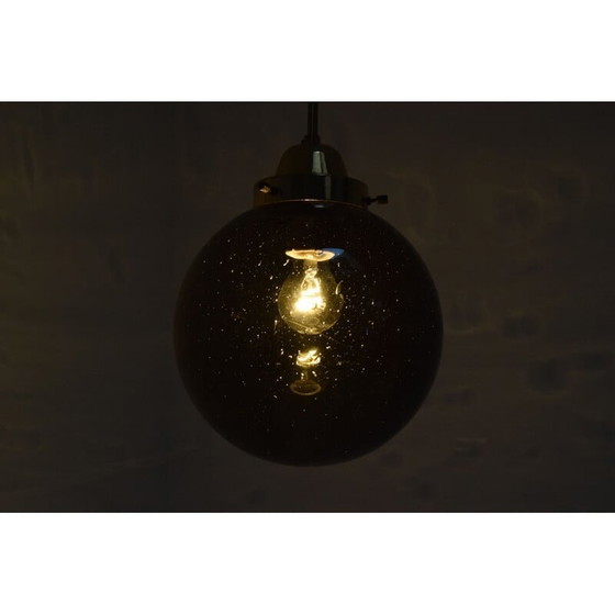 Image 1 of Vintage glass and brass pendant lamp by Kamenicky Senov, Czechoslovakia 1960