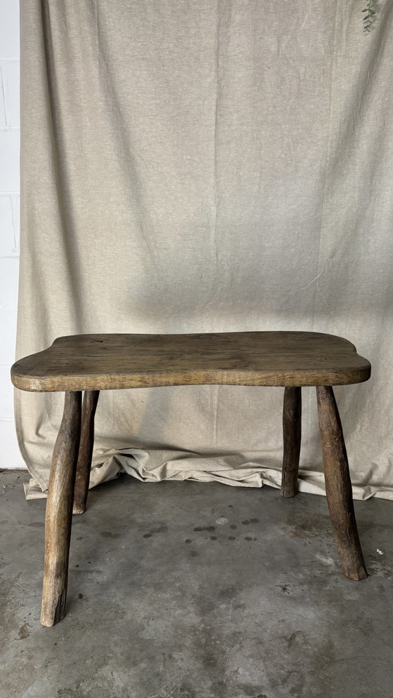 Image 1 of Tavolino laterale in tronco d'albero vintage