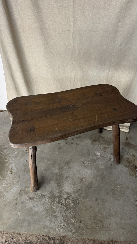 Image 1 of Tavolino laterale in tronco d'albero vintage