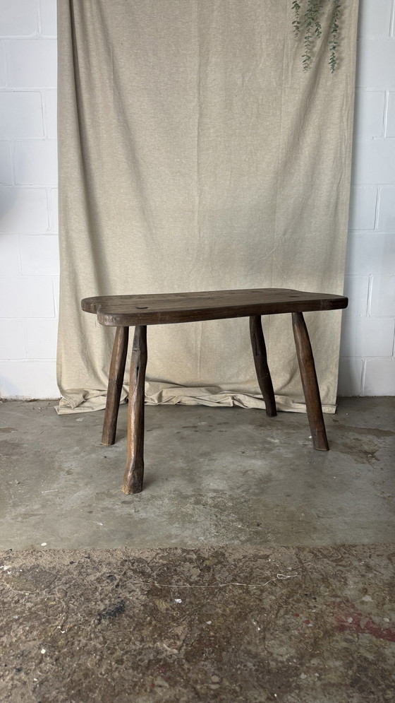 Image 1 of Tavolino laterale in tronco d'albero vintage