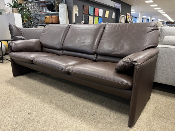 Image 1 of Leolux Bora Beta 3 seater brown leather sofa