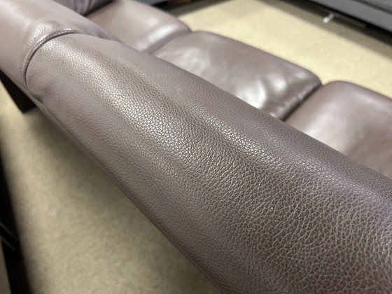 Image 1 of Leolux Bora Beta 3 seater brown leather sofa