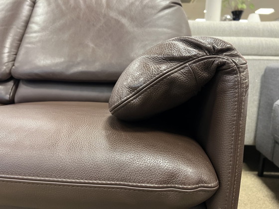 Image 1 of Leolux Bora Beta 3 seater brown leather sofa