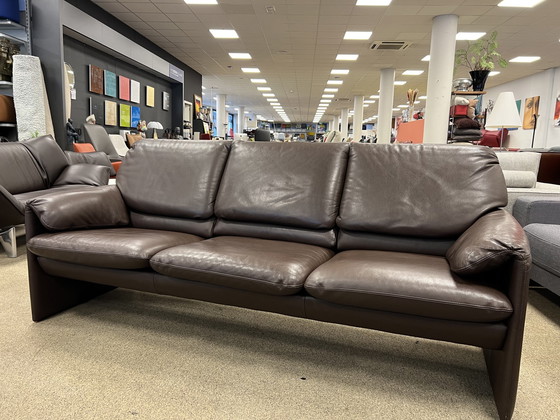 Image 1 of Leolux Bora Beta 3 seater brown leather sofa