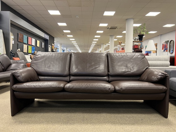 Image 1 of Leolux Bora Beta 3 seater brown leather sofa