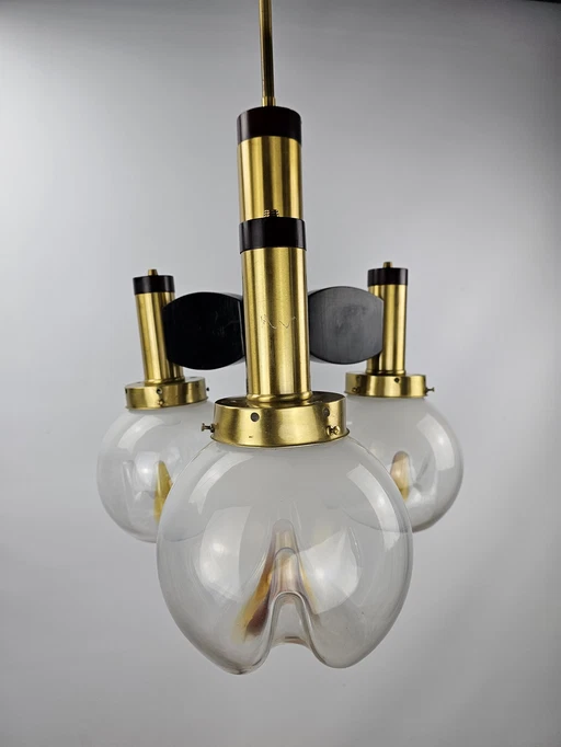 Lampe pendante en verre italien de Murano Mazzega Spheres