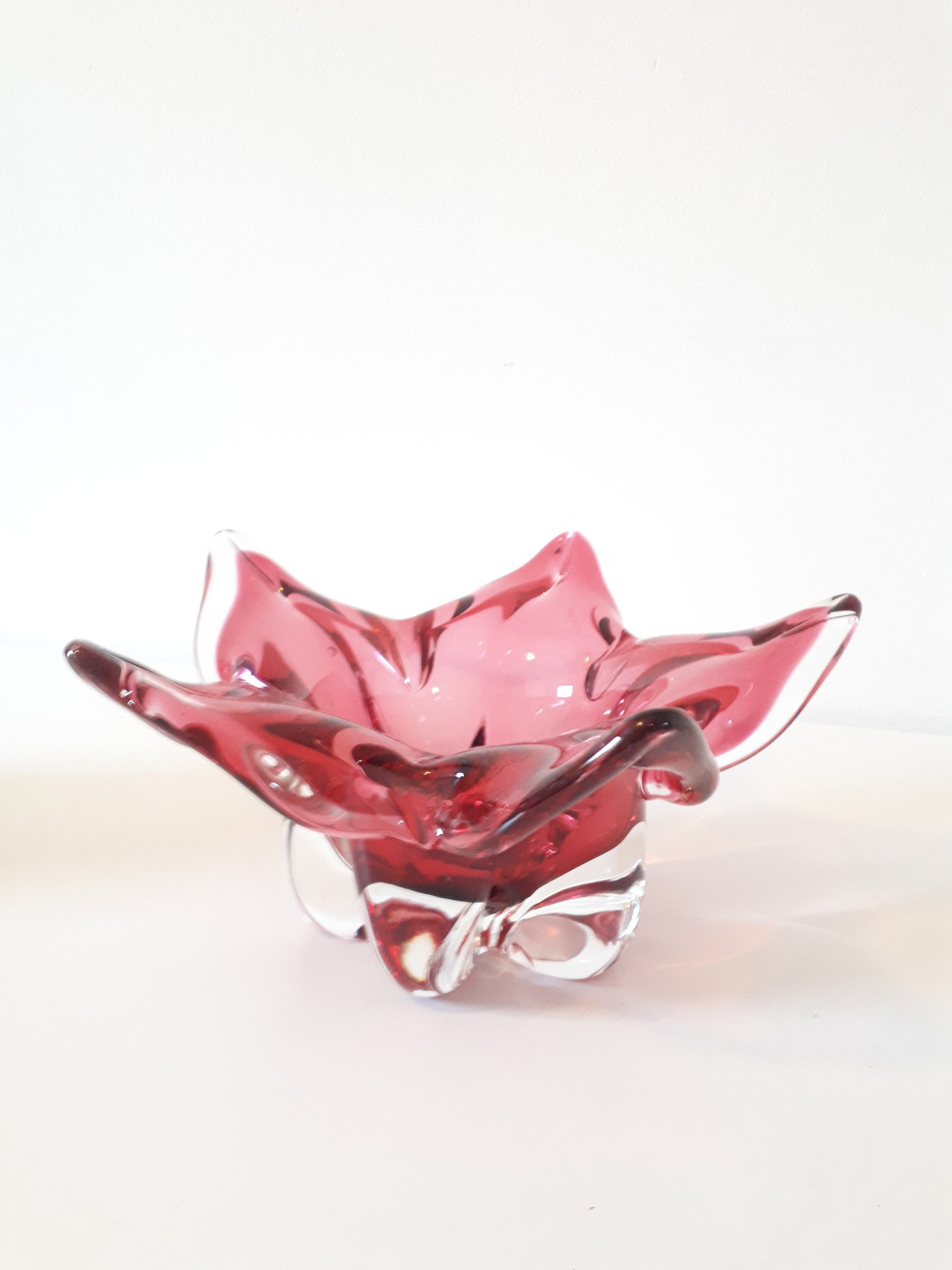 Cuenco de cristal rosa de Murano