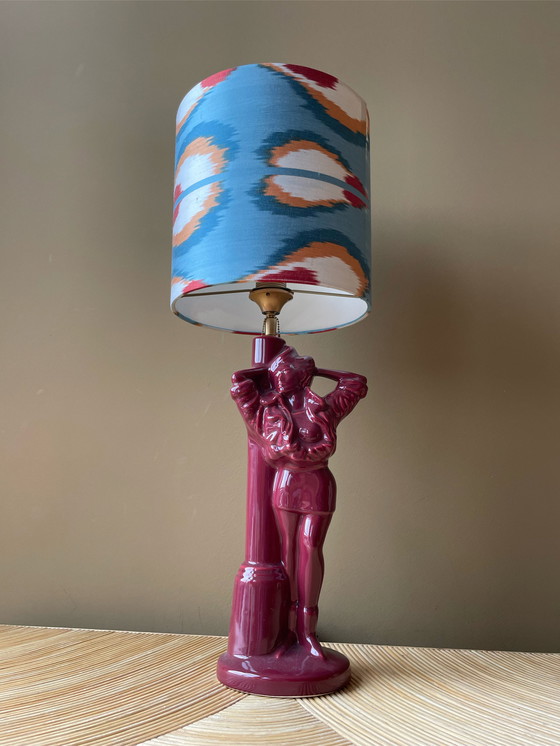 Image 1 of Vintage lady lamp in burgundy red