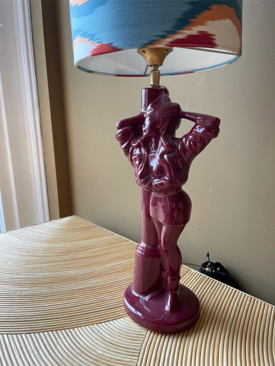 Image 1 of Vintage lady lamp in burgundy red
