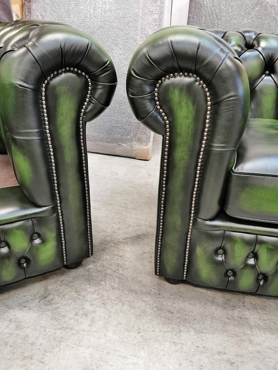 Image 1 of 2x Chesterfield club armchairs