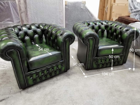 Image 1 of 2x Chesterfield club armchairs