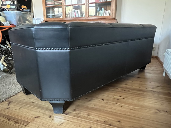 Image 1 of Josef Hoffmann Palais Stoclet sofa in black leather