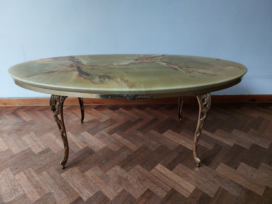 Image 1 of Vintage oval marble look coffee table