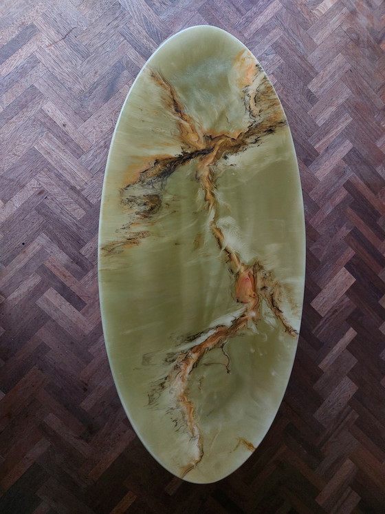 Image 1 of Vintage oval marble look coffee table