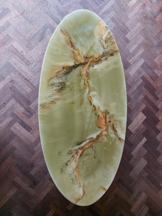 Image 1 of Vintage oval marble look coffee table