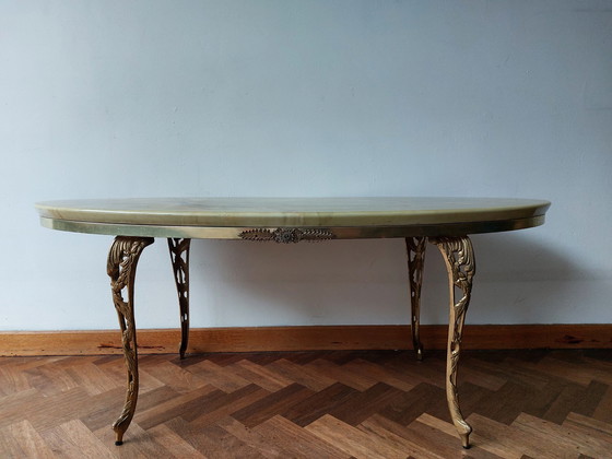 Image 1 of Vintage oval marble look coffee table