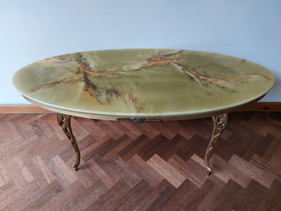 Image 1 of Vintage oval marble look coffee table