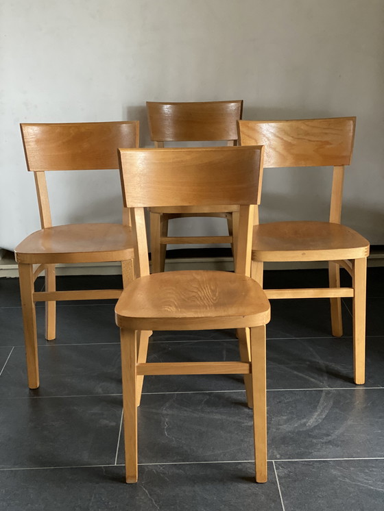 Image 1 of 4x Vintage Beechwood Dining Chairs