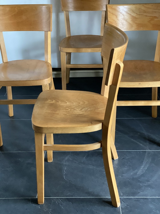 Image 1 of 4x Vintage Beechwood Dining Chairs
