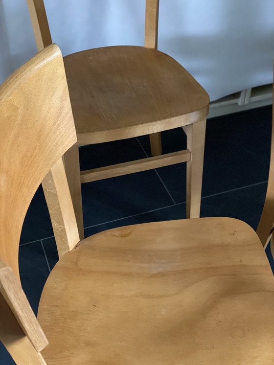 Image 1 of 4x Vintage Beechwood Dining Chairs