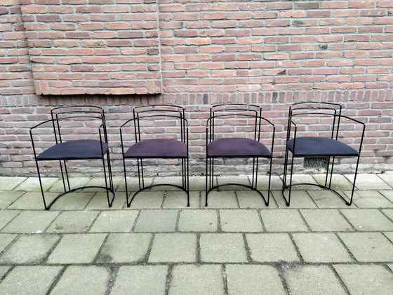 Image 1 of Chaises de salle à manger en fil d'acier, 4 pièces
