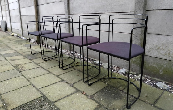 Image 1 of Chaises de salle à manger en fil d'acier, 4 pièces