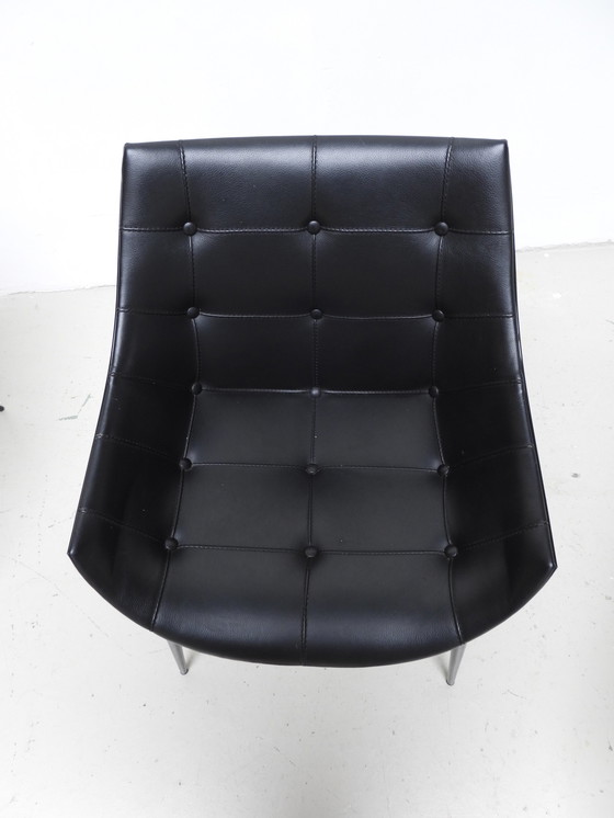 Image 1 of 4 black leather Cassina chairs