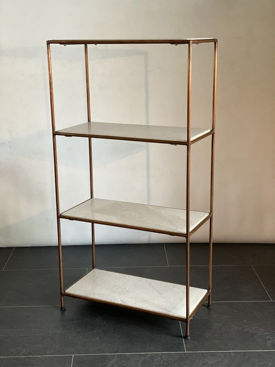 Image 1 of Copper and Marble Bookcase Shelves