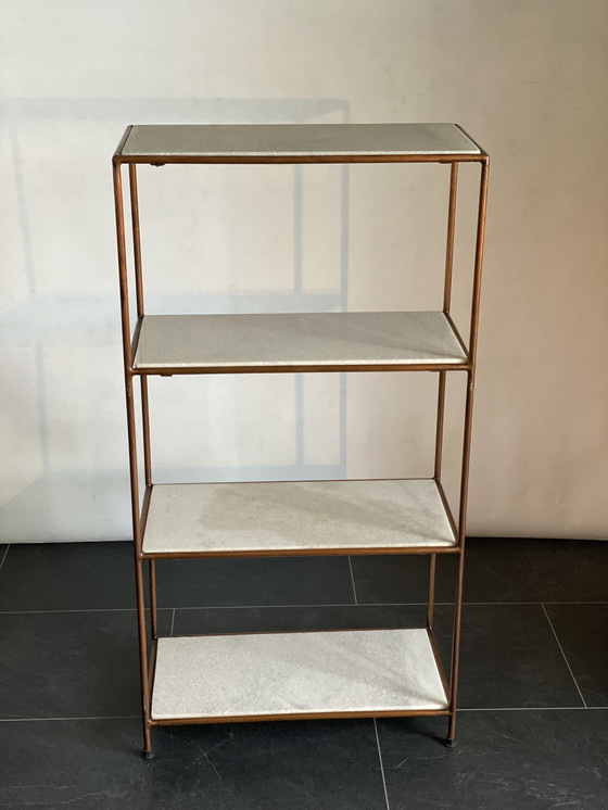 Image 1 of Copper and Marble Bookcase Shelves