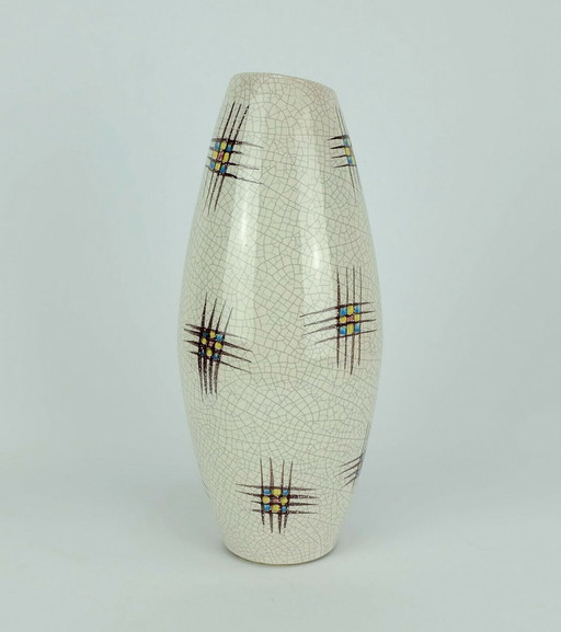 ceramic vase silberdistel abstract decor craquelé glaze 125/30