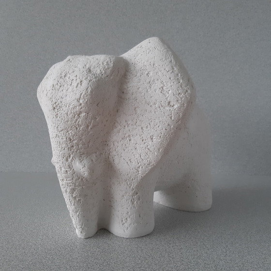 Image 1 of Orhan Otay - Robust elephant in white chamotte clay