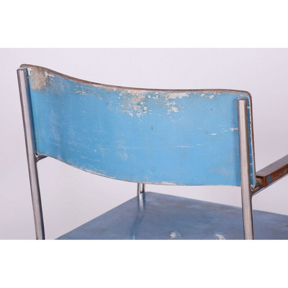 Image 1 of Poltrona vintage Bauhaus in faggio e acciaio cromato per Mücke Melder, Cecoslovacchia 1930