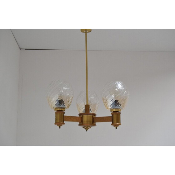 Image 1 of Lampadario in legno di metà secolo, 1970