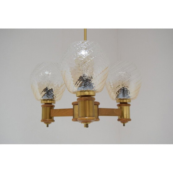 Image 1 of Lampadario in legno di metà secolo, 1970