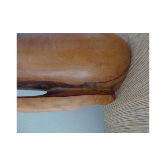 Image 1 of Vintage solid olive wood pitcher 1970