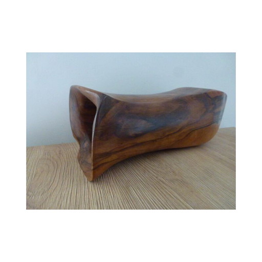 Vintage solid olive wood pitcher 1970