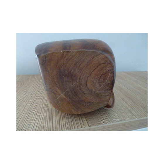 Image 1 of Vintage solid olive wood pitcher 1970