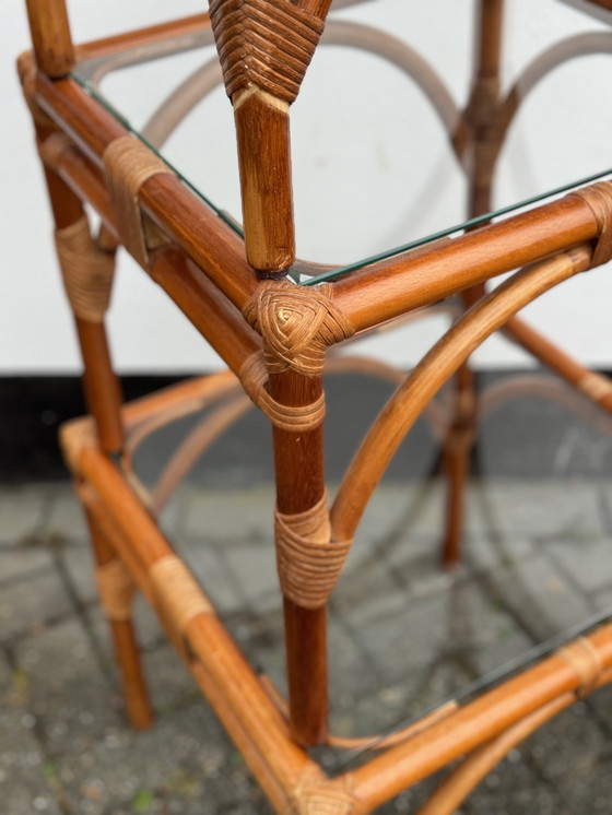 Image 1 of Nest Of Bamboo Stacking Glass Tables