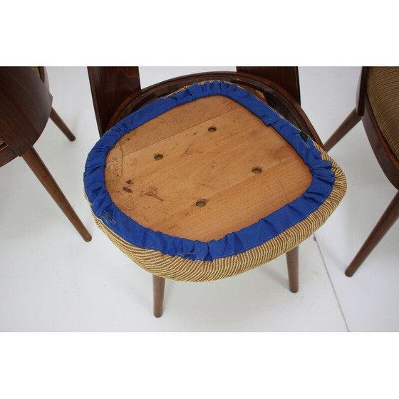Image 1 of Set di 4 sedie da pranzo vintage in legno e tessuto di Oswald Haerdtl, Cecoslovacchia, anni '60