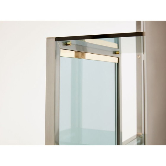 Image 1 of Pair of vintage brushed steel and brass shelves by Kim Moltzer, 1970