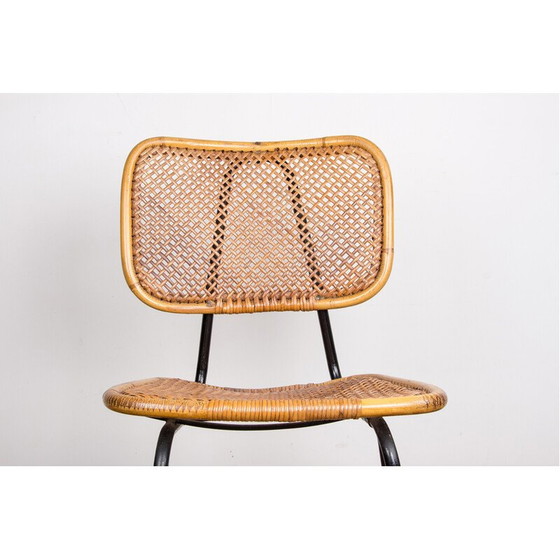 Image 1 of Vintage chair in rattan and metal by Dirk van Sliedregt for Gebroeders Jonkers, Netherlands 1950