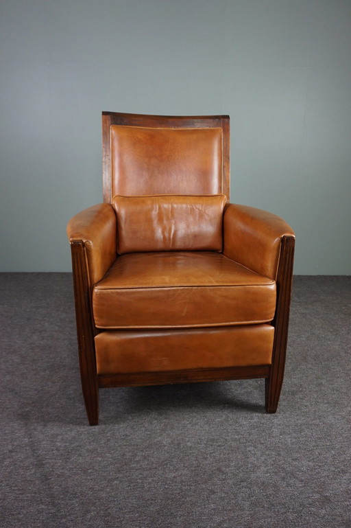 Poltrona in pelle di pecora Art Déco