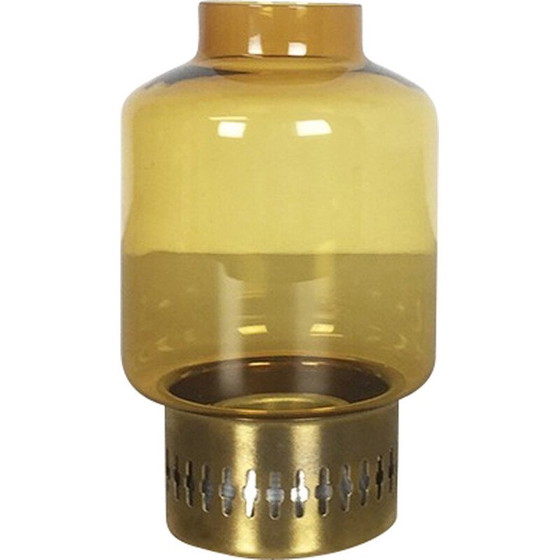 Image 1 of Vintage yellow-ochre glass desk candlestick by Hans Agne Jakobsson for Markaryd, Sweden 1960