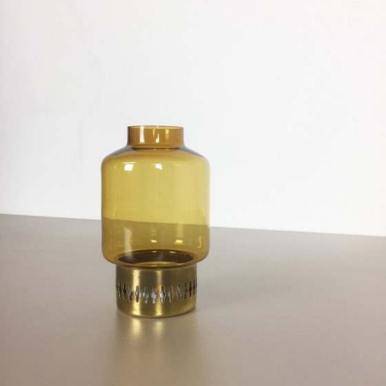Image 1 of Vintage yellow-ochre glass desk candlestick by Hans Agne Jakobsson for Markaryd, Sweden 1960