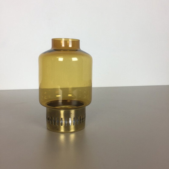 Image 1 of Vintage yellow-ochre glass desk candlestick by Hans Agne Jakobsson for Markaryd, Sweden 1960