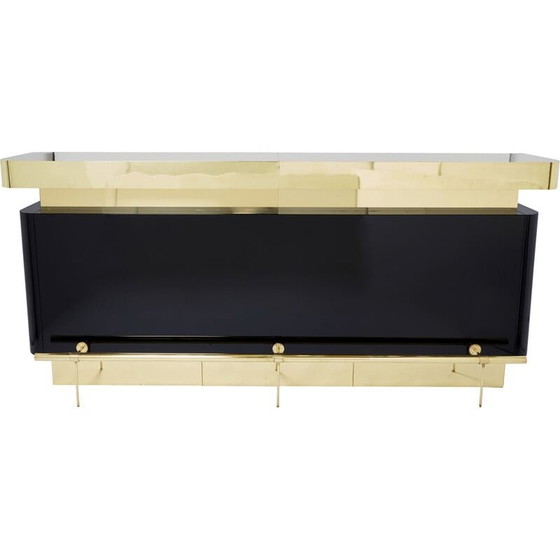 Image 1 of Vintage bar in black lacquer and brass by J.C. Mahey for Romeo Paris, 1970s